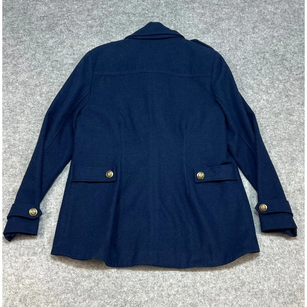 Cabi Navy Double Breasted‎ Wool Blend Peacoat Gold Anchor Button Large